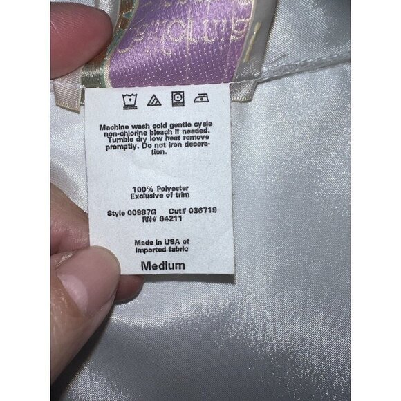 Vintage CALIFORNIA DINASTY White Satin Sexy Bridal Kimono Robe Embellished - Picture 9 of 12